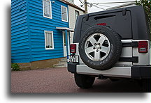 Jeep on streets of Saint-Pierre::Look at this French license plate, SPM means Saint-Pierre and Miquelon::