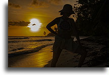 Sunset Over Drill Hall Beach::Barbados, Caribbean::