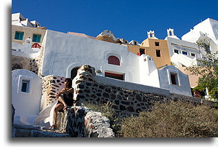 Street on the Slope::Oia, Santorini, Greece::