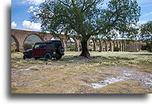 With the the aqueduct view::Hidalgo, Mexico::