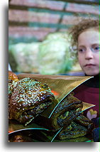 Girl and Pastery::Mea Shearim District, Jerusalem, Israel::