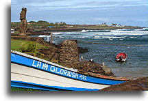 Moai and Boat::Easter Island::