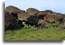 Toppled Moai at Vinapu::Easter Island::