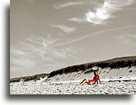 Woman in Red::Cape Cod, Massachusetts, USA::